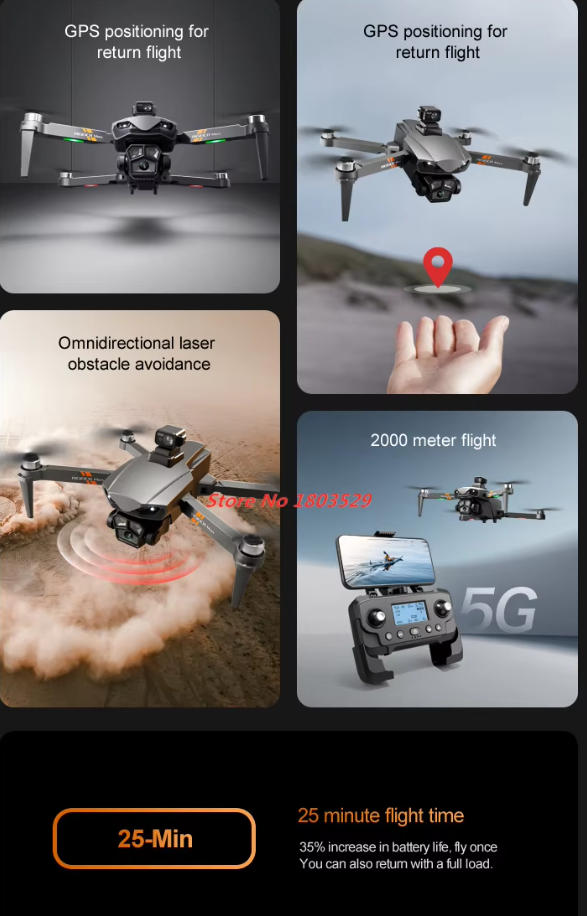 Fpv Brushless Rc Drone 4K - GPS 브러시리스 드론, 8K HD 카메라,