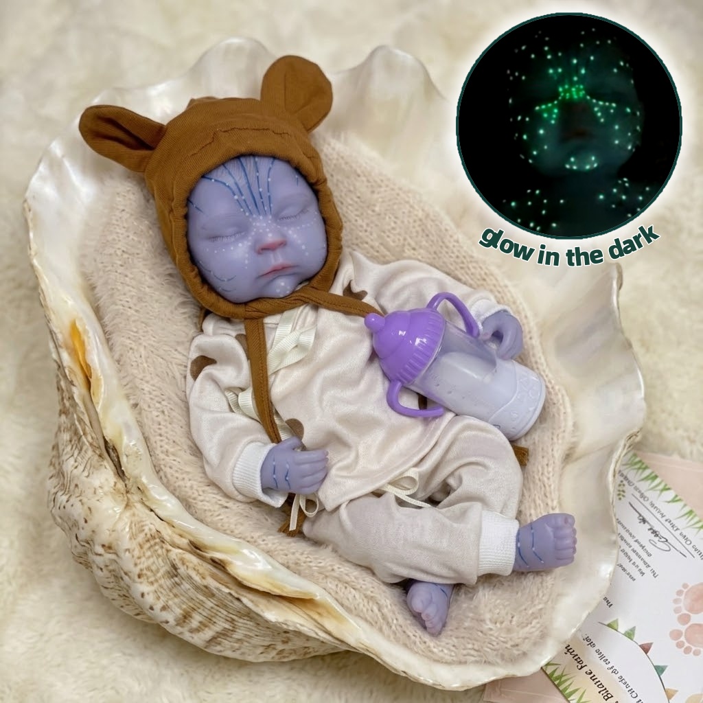 Reborn Baby Doll Silicone Realistic - 13인치 야광 리본 베베 인형, 전체