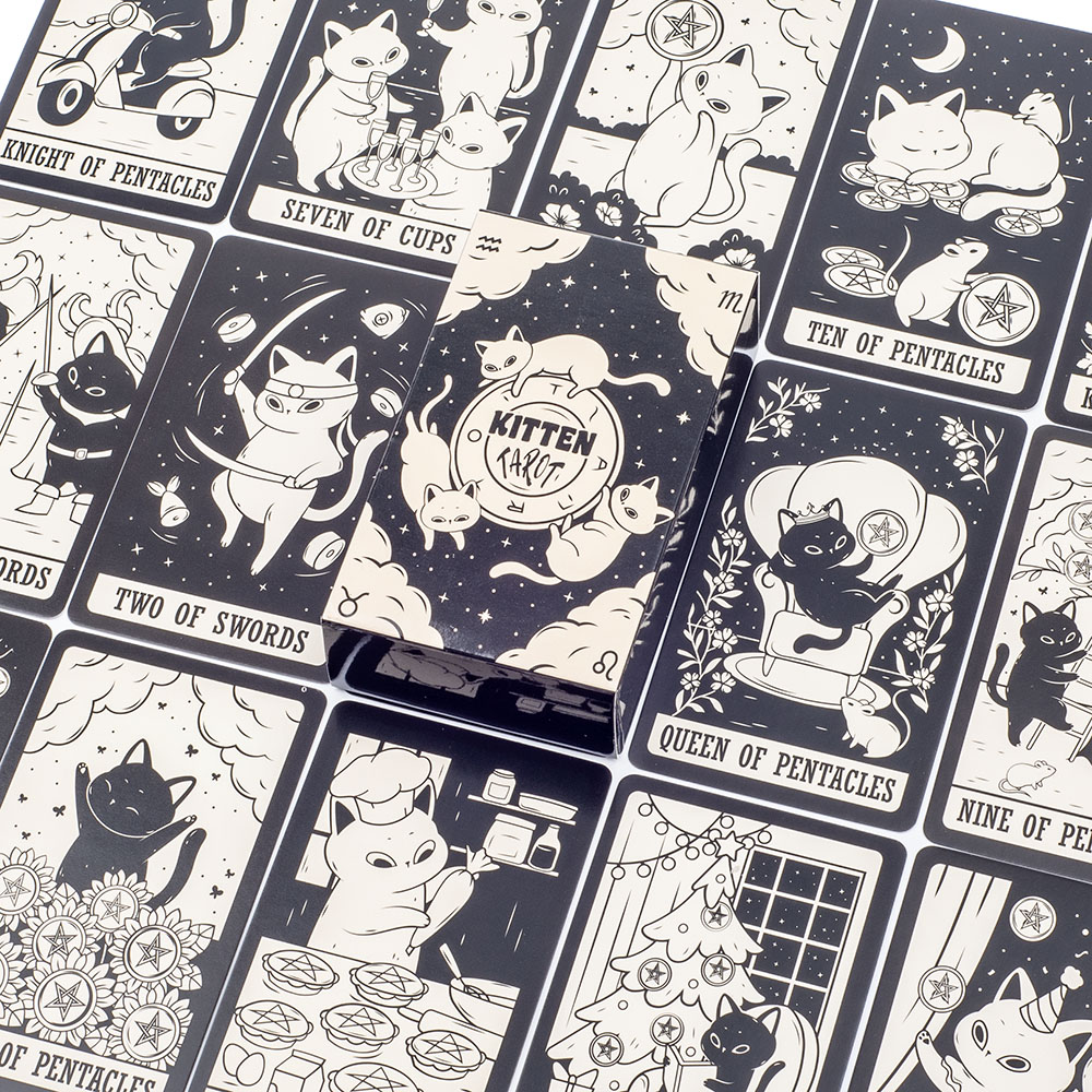 고양이 타로 카드 세트, 78장, 귀여운 흑백 디자인, - Tarot Cards Deck With Guidebook 리뷰 및 가격