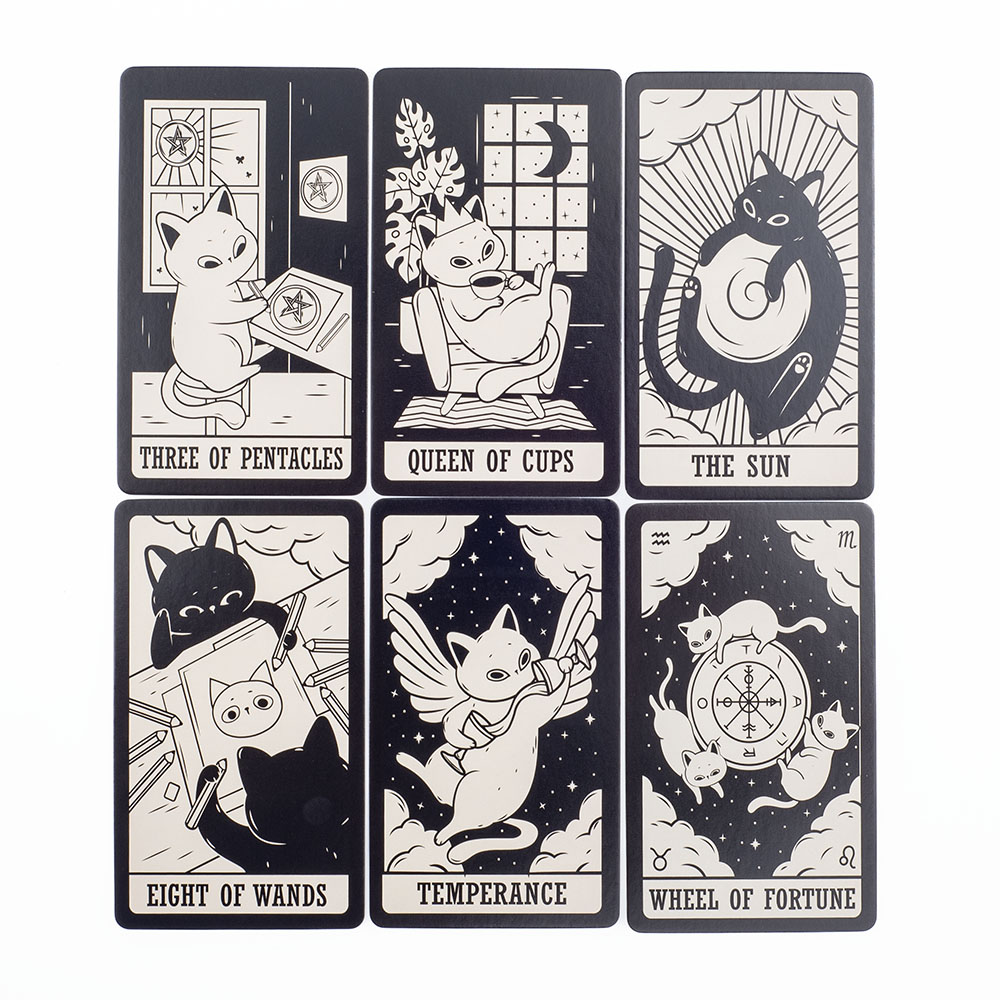 고양이 타로 카드 세트, 78장, 귀여운 흑백 디자인, - Tarot Cards Deck With Guidebook 리뷰 및 가격