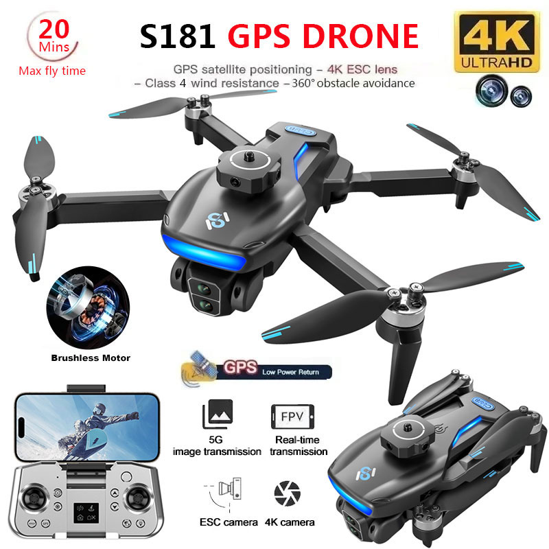 S181 GPS 드론 완구, 4K 전문 HD 듀얼 카메 - Fpv Brushless Rc Drone 4K 리뷰 및 가격